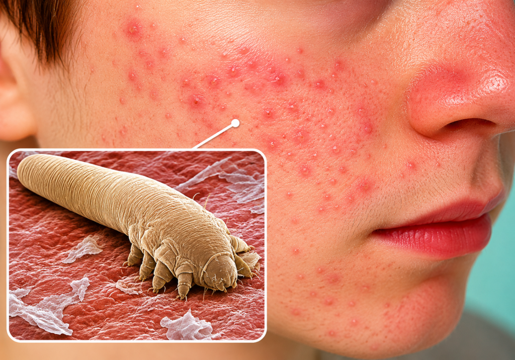 Demodex and Candida skin inflammation
